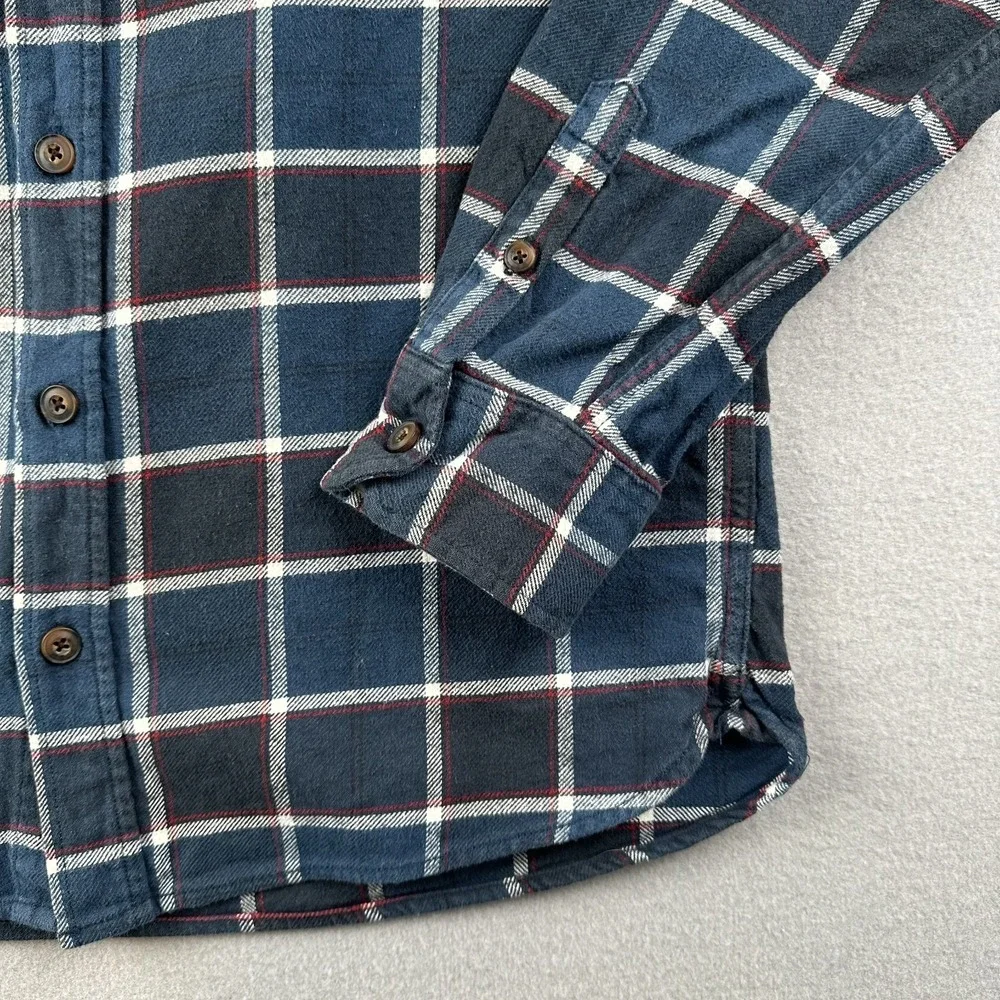 Jachs Heritage Flannel Shirt Mens M Plaid Blue Red White 100% Cotton Heavyweight
